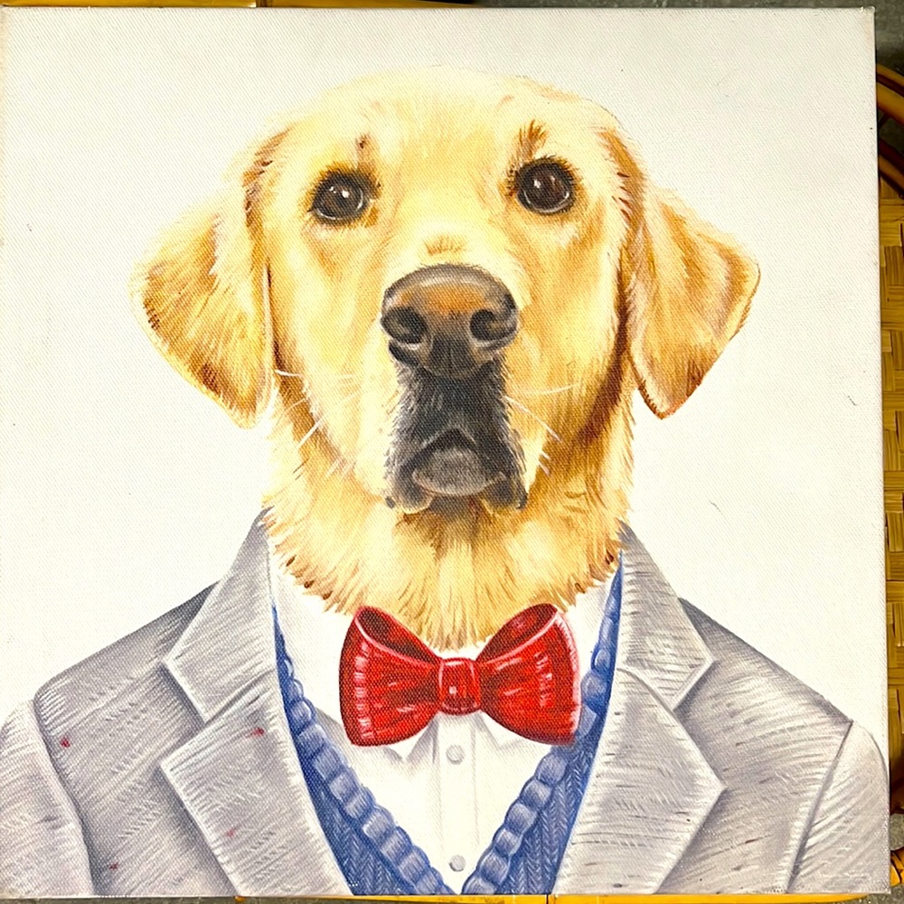 Golden Retriever in a suit pet decor 12x12 canvas